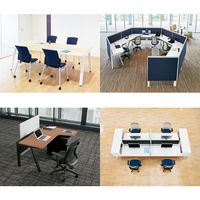 【組立設置込】プラス ジェネラ フリーデスク両面ストレート ベースセット 幅1600×奥行1425×高さ720mm ミディアムウッド/ブラック 1台（直送品）