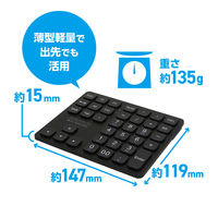 テンキーボード ワイヤレス 2.4GHz 方向キー付き ワイヤレステンキー ブラック TEN24G02/BK 1個 ミヨシ