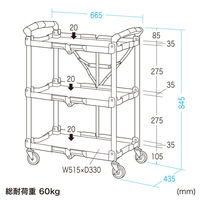 サンワサプライ 折りたたみカート 3段式 幅665×奥行435×高さ845mm シルバー CART-FA2GY 1台（直送品）