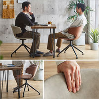 ホームテイスト ヴィンテージレザー調ダイニングチェア２脚 テーブル セット WA×キャメル×グレー SH-23-AMD3 1セット(3点入)（直送品）