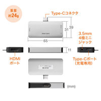 サンワサプライ ダイレクト:USB Type C変換アダプタ( オーディオ端子付) 500-ADC1GM 1個（直送品）