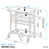 サンワサプライ ドットプリンタスタンド/台/ラック 幅600×奥行420×高さ700mm ホワイト LPS-602 1個（直送品）