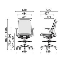 【軒先渡し】プラス Rena 事務イス 背クッション 樹脂脚 固定肘 ハイタイプ テラコッタオレンジ KB-RN66SKL OR 1脚（直送品）