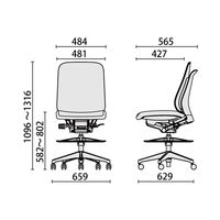 【軒先渡し】プラス Rena 事務イス 背クッション 樹脂脚 肘なし ハイタイプ オーカーイエロー KC-RN66SKL YL 1脚（直送品）