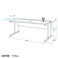サンワサプライ Aデスク 幅1800×奥行700×高さ700mm ALD-18070N 1台（直送品）