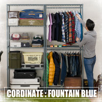 ルミナス ポール径25mm セット品 インテリアカラーワードローブ 2段仕様 ブルー 幅910×奥行460×高さ2157mm IC9021-3BL（直送品）