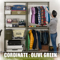 ルミナス ポール径25mm セット品 インテリアカラーワードローブ 2段仕様 グリーン 幅910×奥行460×高さ2157mm IC9021-3GN（直送品）