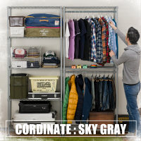 ルミナス ポール径25mm セット品 インテリアカラーワードローブ 2段仕様 グレー 幅910×奥行460×高さ2157mm IC9021-3GY（直送品）