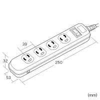 サンワサプライ 電源タップ ホワイト ブレーカー内蔵 3P式 4個口 3m 一括集中スイッチ TAP-3405 1個（直送品）