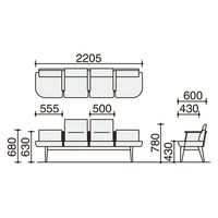 【組立設置込】コクヨ レフィナ ローバック 肘付 4人用 両アール クリームホワイト×ナチュラル NRF-L4ABS-W21MWMW1 1台（直送品）