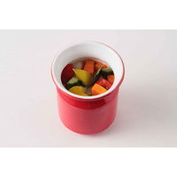 旭金属 保存容器 ホーロー製 直径8cm リトルキッチン ステッカー付き 赤 299767 1個（直送品）