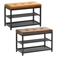 B.Bファニシング ベロア ベンチシューズラック 幅610×奥行305×高さ425mm ダークブラウン ONBN0082VEDBR 1台（直送品）