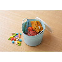 SANKA バスケット 収納 ふた付き Mサイズ squ+ バルンバ ソフトバスケット 日本製 ブルー 312782 1個（直送品）