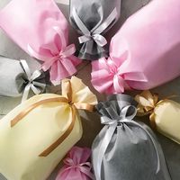 ヘッズ 2重不織布リボン付バッグ-XS/グレー DFG-RBXS 1組(20枚)