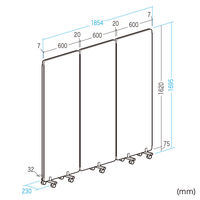 サンワサプライ 吸音パネル 3連パーティション 幅1800×奥行32×高さ1620mm グレー SPT-CN5GY 1台（直送品）