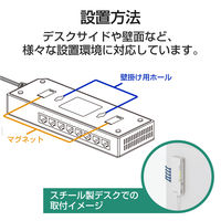 スイッチングハブ 8ポート ギガ 電源一体 タップ型 磁石付 ループ防止 3年保証 EHB-UG2A08-TP エレコム 1個（直送品）