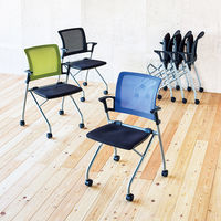 TOKIO コンパクトネスティングメッシュチェア ブラック 1脚 平行スタッキング キャスター付き 幅548、座面高さ430mm