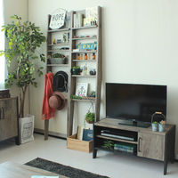 白井産業 トイコス ビンテージ調壁掛けディスプレイラック（壁固定式） ブラウン 幅444×奥行182×高さ1917mm 1台（直送品）