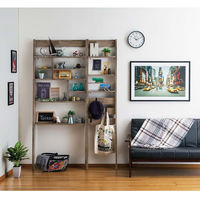 白井産業 トイコス ビンテージ調壁掛けディスプレイラック（壁固定式） ラダータイプ ブラウン 幅444×奥行182×高さ1917mm 1台（直送品）