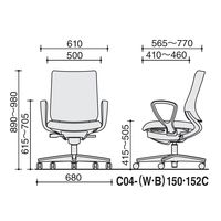 【組立設置込】コクヨ ミトラ2 布 スタンダードバック ランバー付 サークル肘 黒脚 ウレタンキャスター ブラック×ダークグレージュ １脚（直送品）