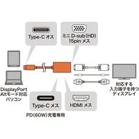 サンワサプライ USB Type C-HDMI/VGA変換アダプタ(4K/30Hz/PD対応) AD-ALCHV02 1個