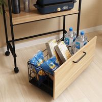 【軒先渡し】ヤマソロ ラパティー 天板付きワゴン 幅650×奥行300×高さ850mm ナチュラル/ブラック 85-474 1台（直送品）