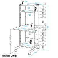 サンワサプライ　パソコンラック　幅500×奥行700×高さ1400mm　（直送品）