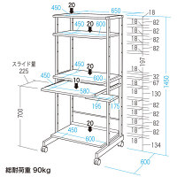 サンワサプライ　パソコンラック　幅650×奥行600×高さ1450mm　（直送品）