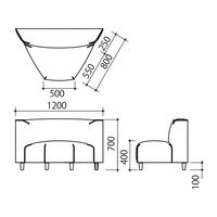 【アウトレット】【軒先渡し】オフィスラウンジ ヘキサゴンソファ 幅1200mm ミントブルー 284941 1台（直送品）