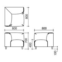 【アウトレット】【軒先渡し】オフィスラウンジ コーナーソファ 幅800mm ミントブルー 284927 1台（直送品）