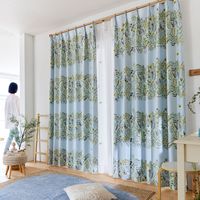 スミノエ デザインライフ セミオーダー カーテン ミチクサ 1800×1400mm ブルー 1セット(2枚入)（直送品）