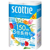 トイレットペーパー シングル 3倍長持ち 150m 再生紙配合 スコッティフラワーパック 1箱（48個）花の香り　クレシア
