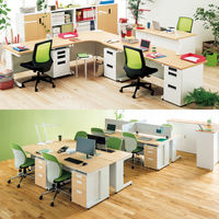 プラス スチールOAデスク フラットライン 片袖机 天板：メープル/脚：ホワイト 幅1400×奥行600×高さ700ｍｍ 1台（2梱包）