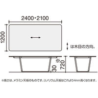 【組立設置込】コクヨ リージョン ミドルテーブル T字脚 角形 白脚 メラミン天板 幅2400×奥行1200×高さ720mm グレインドホワイト 1台（直送品）