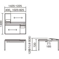 【組立設置込】コクヨ アプティス デスク 両面トレータイプ 幅1425×奥行1400×高さ720mm ブラウンウォールナット×ブラック 1台（直送品）