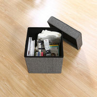 不二貿易 ディノ ボックススツール ヘリンボーン 幅380×奥行380×高さ400mm グレー 85848 1セット(2台入)（直送品）