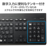 エレコム ワイヤレスキーボード 無線 （2.4GHz） USB-A 洗える IPX5 黒 TK-WS02DMKBK 1個