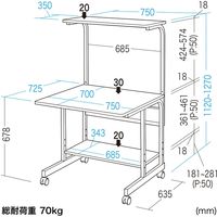 サンワサプライ パソコンラック(W750×D725×H1120~1270mm) RAC-EC18N 1台（直送品）
