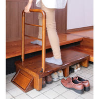 【軒先渡し】ヤマソロ 手すり付きうづくり玄関台90 ブラウン 幅996×奥行400×高さ780～795mm 1台（直送品）