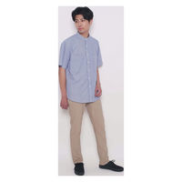 ボンマックス ユニセックスバンドカラーシャツ ネイビーストライプ SS BKB4506 1枚（直送品）