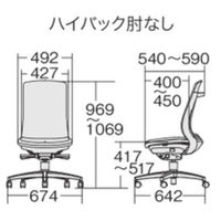 【組立設置込】プラス BeneS メッシュチェア ハイバック 肘なし ダークグレーフレーム グリーン KC-BN34MKL UG 1脚（直送品）