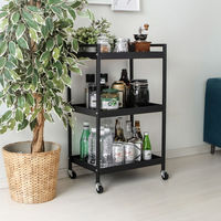 武田コーポレーション キャスター付きスチールワゴン K3-CR30BK 1セット(1個×4)