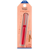 プラス はさみ フィットカットカーブ 携帯はさみ ツイッギー キャップレス レッド 36686 1セット（1個×5）