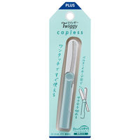 プラス はさみ フィットカットカーブ 携帯はさみ ツイッギー キャップレス アイスブルー 36687 1セット(1個×5)