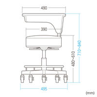 サンワサプライ 作業用ワークスツール 幅495×奥行495×高さ710～840mm ブラック SNC-RD10VBK 1脚（直送品）