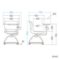 サンワサプライ ミーティングチェア テーブル付き グリーン SNC-T165G 1脚（直送品）