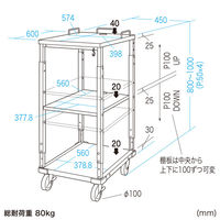 サンワサプライ 作業用プリンタカート 幅450×奥行600×高さ800～1000mm ホワイト RAC-FA6 1個（直送品）