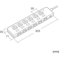 延長コード 電源タップ 2m 3P（ピン） 6個口 スイッチ ホワイト TAP-S28 サンワサプライ 1個（直送品）
