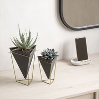 アントレックス Umbra トリッグ フラワーベース デスクオーガナイザー 幅140×奥行140 × 高さ175mm ブラック/ブラス 1セット(大 （直送品）