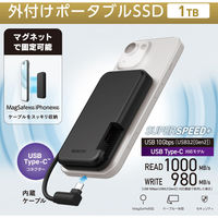 SSD 外付け 1TB iPhone向け ケーブル一体型 USB-C 磁石 黒 ESD-EPB1000GBK エレコム 1個（直送品）